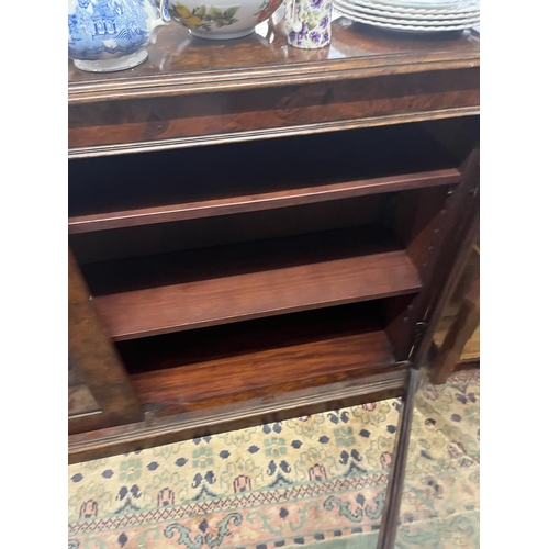 438 - Burr walnut glazed bookcase - Approx size W: 156cm D: 33cm H: 95cm