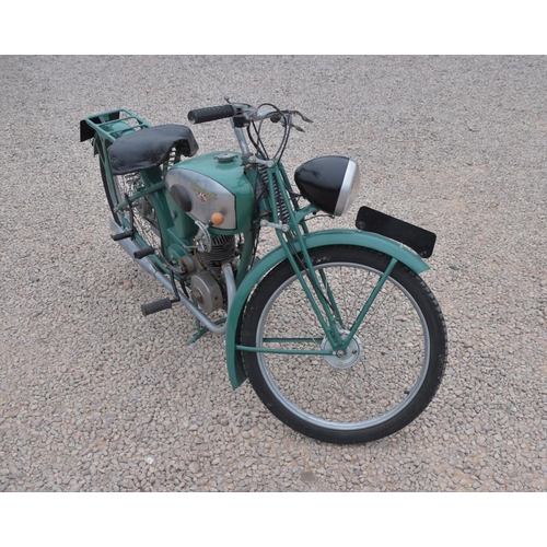 464 - 1932 Motobecane 125cc hardtail vintage motorcycle. Dry stored for 35 years. Runs. No documents.