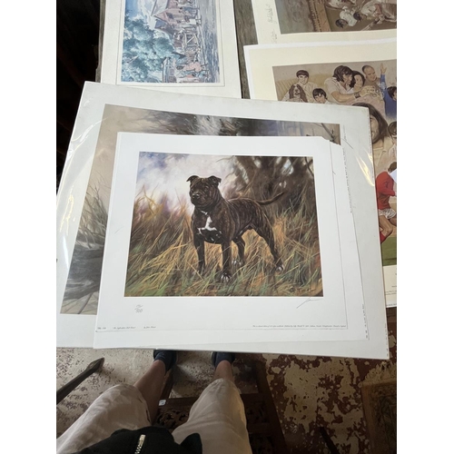 496 - 3 prints by John Trickett - 'Staffordshire Bull Terrier' 'Action Man' and 'The Smoothie' (1 of 2)