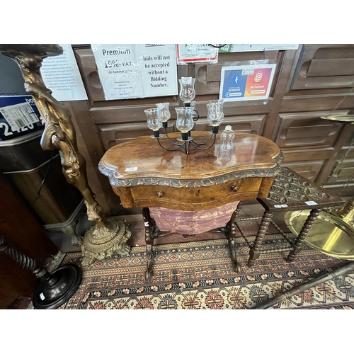 518 - Antique walnut sewing table