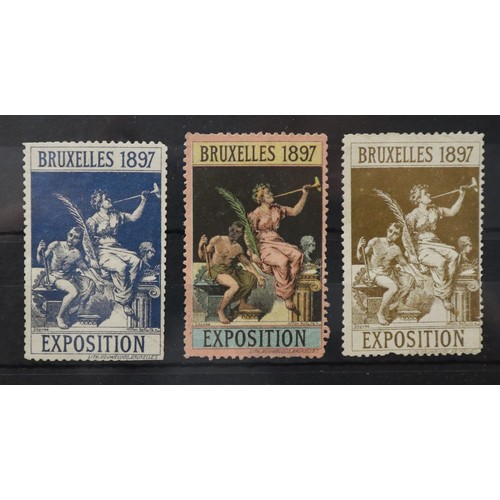 280 - Stamps - Cinderella range on stock cards including fiscals, revenues, exhibition labels, strike post