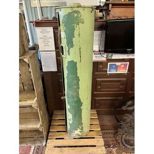 100 - Antique cylinder hand cranked petrol pump - Approx height: 157cm