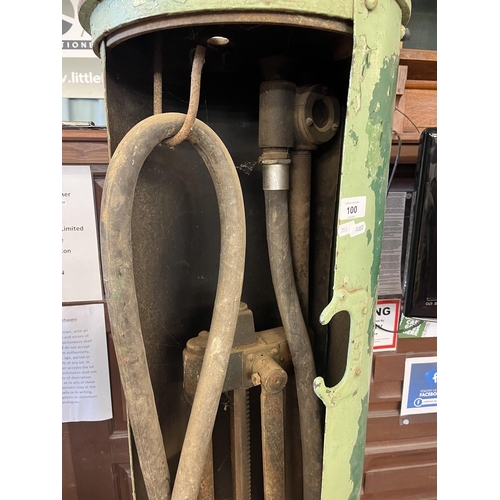 100 - Antique cylinder hand cranked petrol pump - Approx height: 157cm