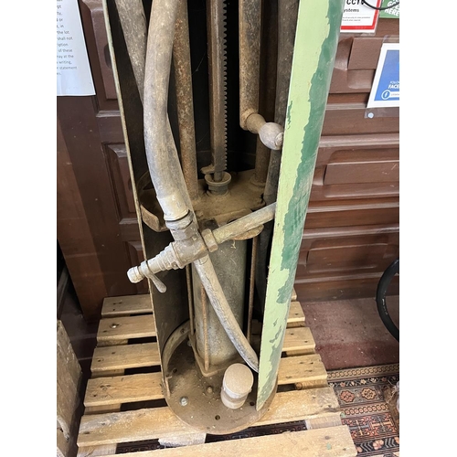 100 - Antique cylinder hand cranked petrol pump - Approx height: 157cm