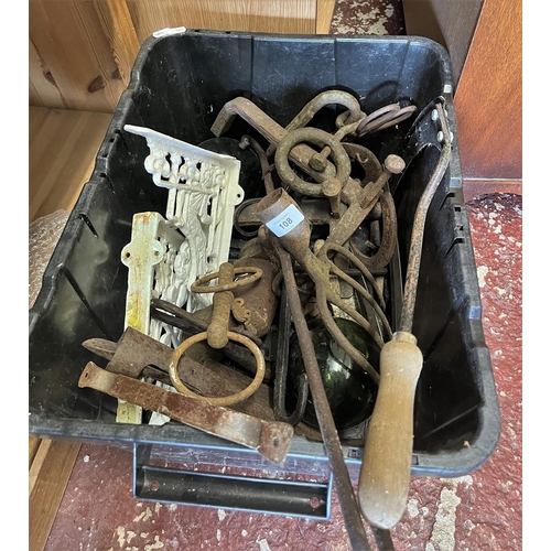 108 - Collection of metal ware to include tools, brackets etc