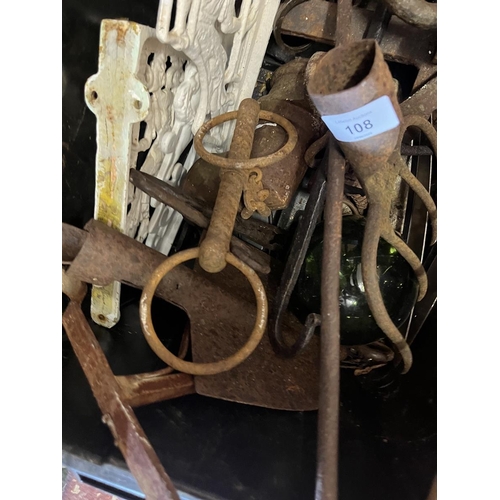 108 - Collection of metal ware to include tools, brackets etc