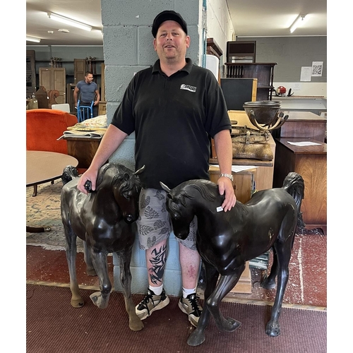 118 - Pair of large bronze horses - Approx height: 109cm