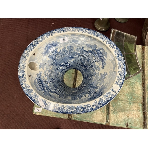 122 - Blue & white porcelain toilet bowl