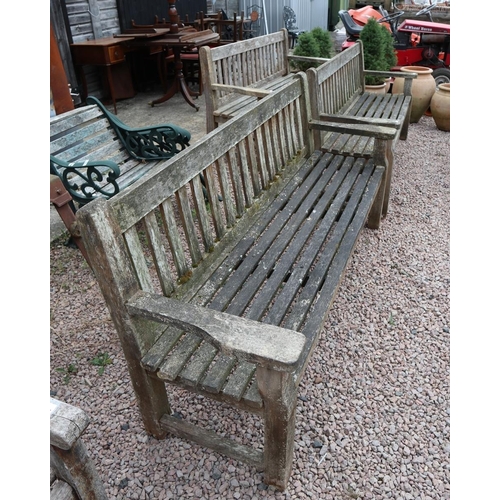 201 - Pair of teak garden benches