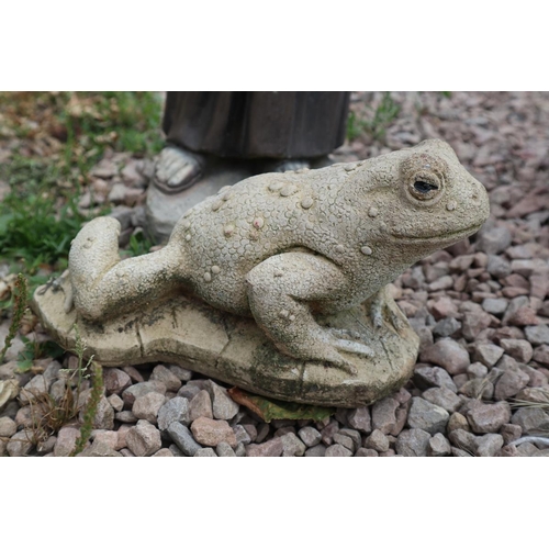 205 - Monk & Toad garden ornamentsMonk H: 78cm base 19cm 20cm approxToad  L: 27cm W: 19cm