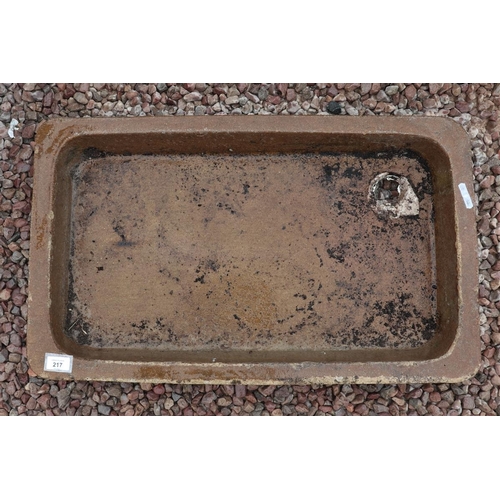 217 - Brown salt glazed scullery sink - Approx length: 77cm