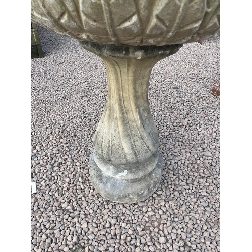 227 - Large sandstone urn on pedestal - Approx height: 110cm