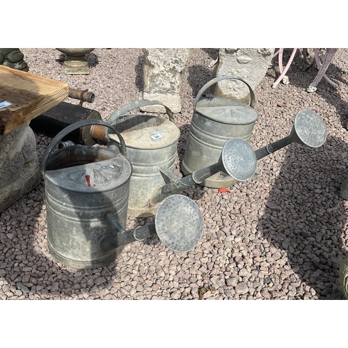 242 - 3 galvanised watering cans