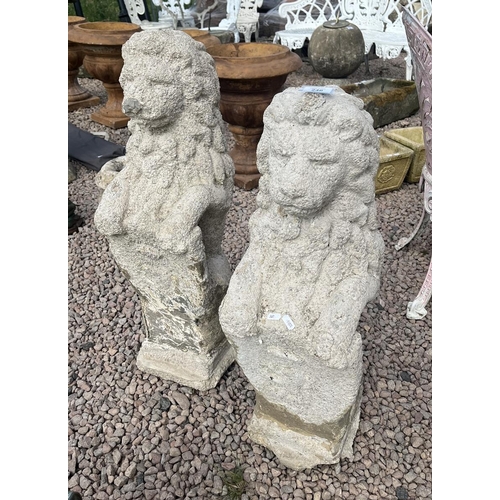 246 - Pair of stone lions - Approx height: 85cm