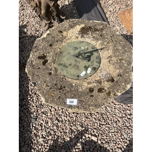 249 - Stone sundial with verdigris brass top