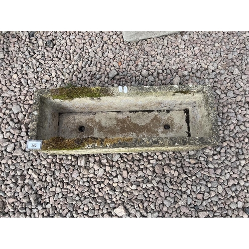 262 - Stone trough with drain holes - Approx length: 62cm