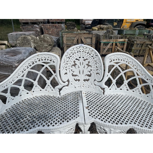 273 - White 3-seater metal garden bench