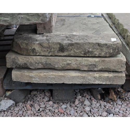 362 - 3 x Yorkstone hearthstones/table tops reclaimed with smooth top face - 3 x 1.550m x .650