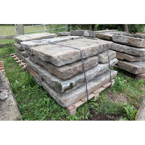 376 - Early 19th century York stone flags approx 3.6sqm