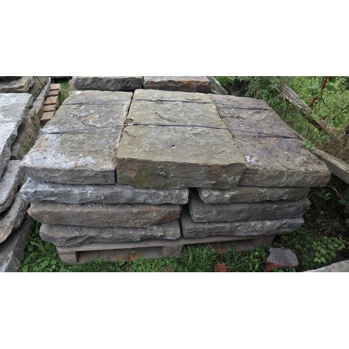 379 - Early 19th century York stone flags approx 5.5sqm