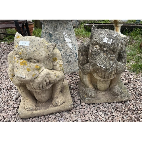 412 - Pair of stone goblin statues - Approx height: 52cm