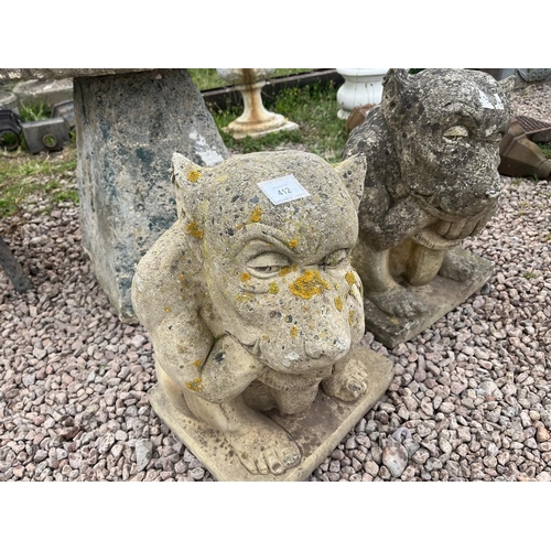 412 - Pair of stone goblin statues - Approx height: 52cm