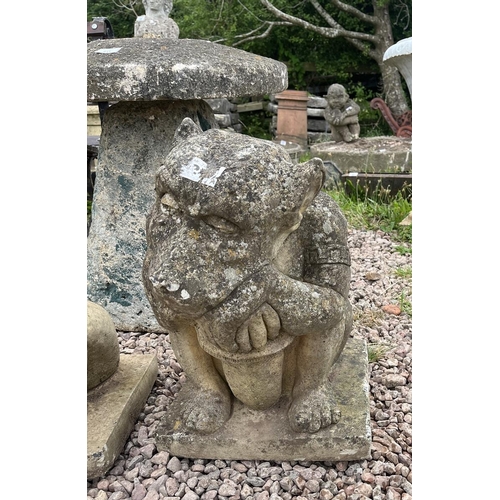 412 - Pair of stone goblin statues - Approx height: 52cm