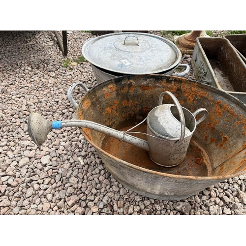 428 - Collection of galvanised items to include watering can