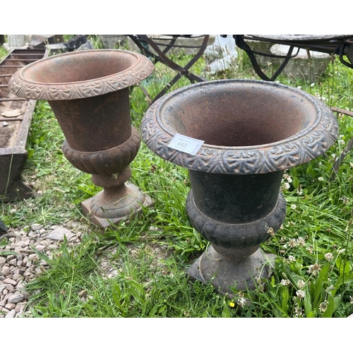 445 - Pair of cast iron pedestal planters - Approx height: 45cm