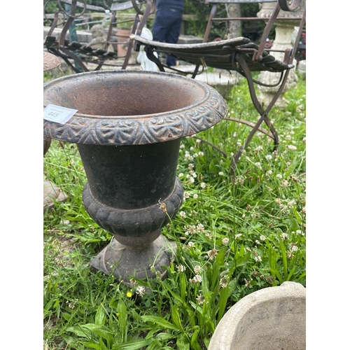 445 - Pair of cast iron pedestal planters - Approx height: 45cm