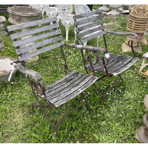 446 - Pair of vintage garden folding chairs