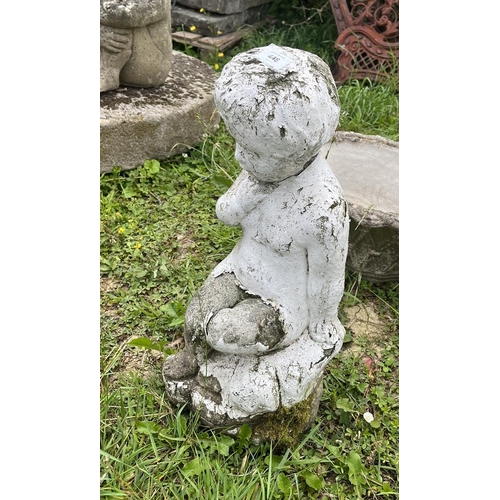 448 - Stone statue of boy - Approx height: 56cm