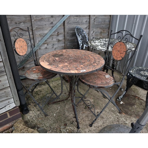 451 - Tile top bistro table with 2 matching chairs