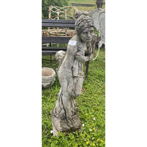 452 - Stone statue of maiden - Approx height: 96cm