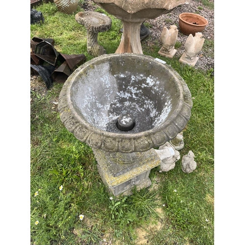 469 - Stone pedestal planter on plinth - Approx height: 92cm