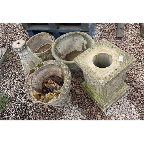 475 - Collection of stone planters etc