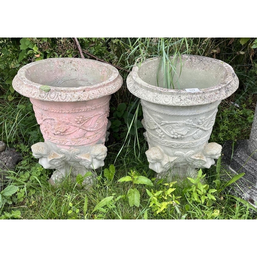 579 - Pair of stone pedestal planters