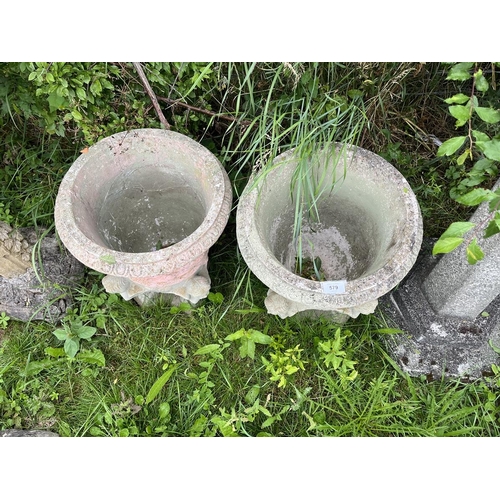 579 - Pair of stone pedestal planters