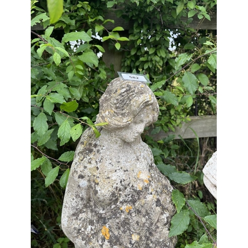 582 - Stone statue of lady - Approx height: 80cm