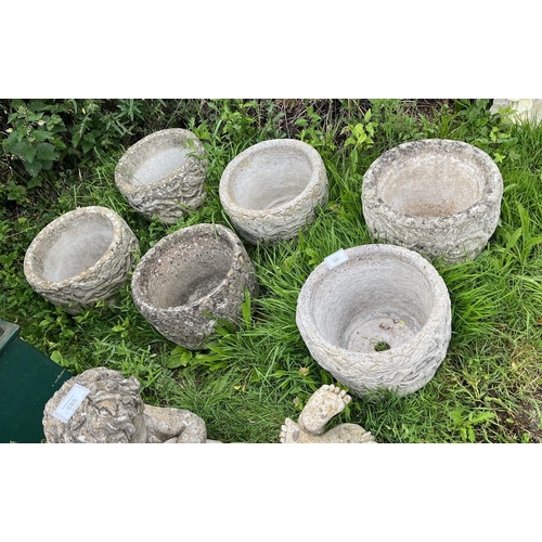 587 - Set of 6 circular stone planters