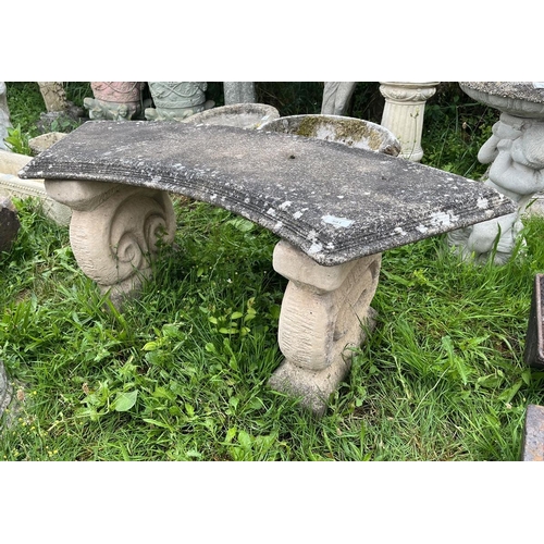 591 - Stone curved garden bench