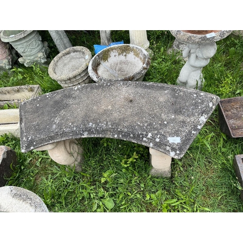 591 - Stone curved garden bench