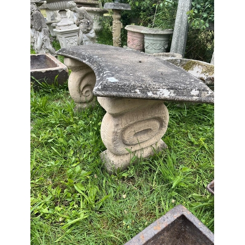 591 - Stone curved garden bench