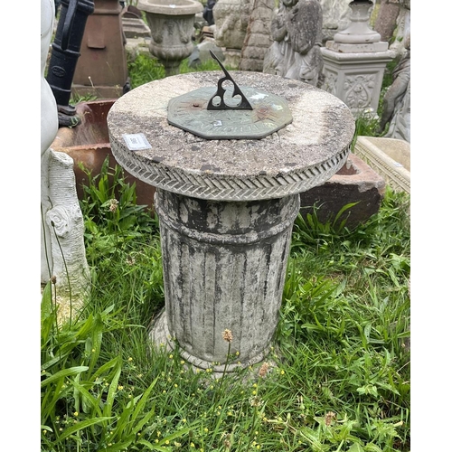 596 - Stone sundial on Corinthian column plinth