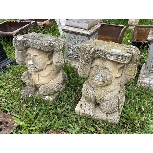 608 - Pair of stone gargoyle stools 