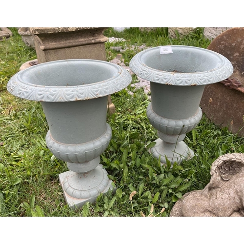 618 - Pair of cast iron pedestal planters - Approx height: 46cm