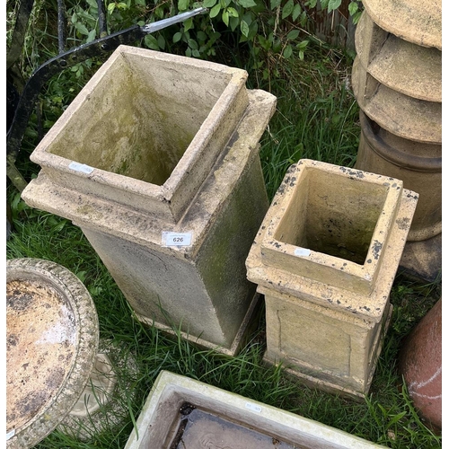 626 - 2 square Doulton chimney pots