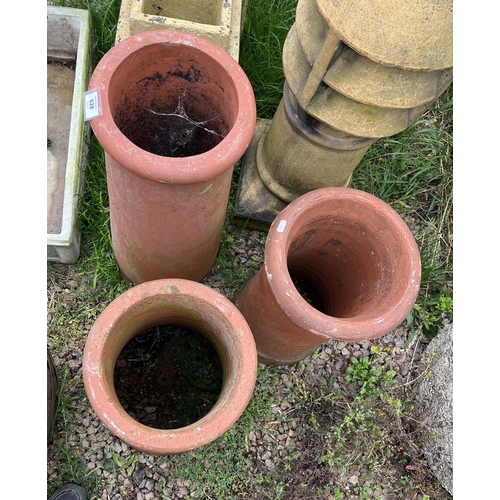 628 - 3 terracotta chimney pots