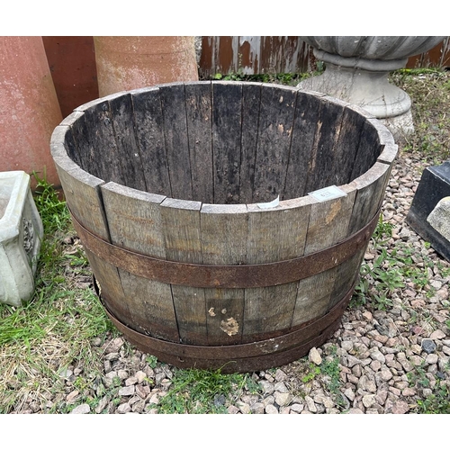 633 - Half barrel wooden planter