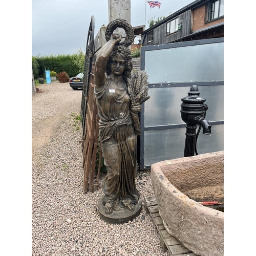 641 - Pair of life-size cast iron figures of maidens - Approx height: 189cm